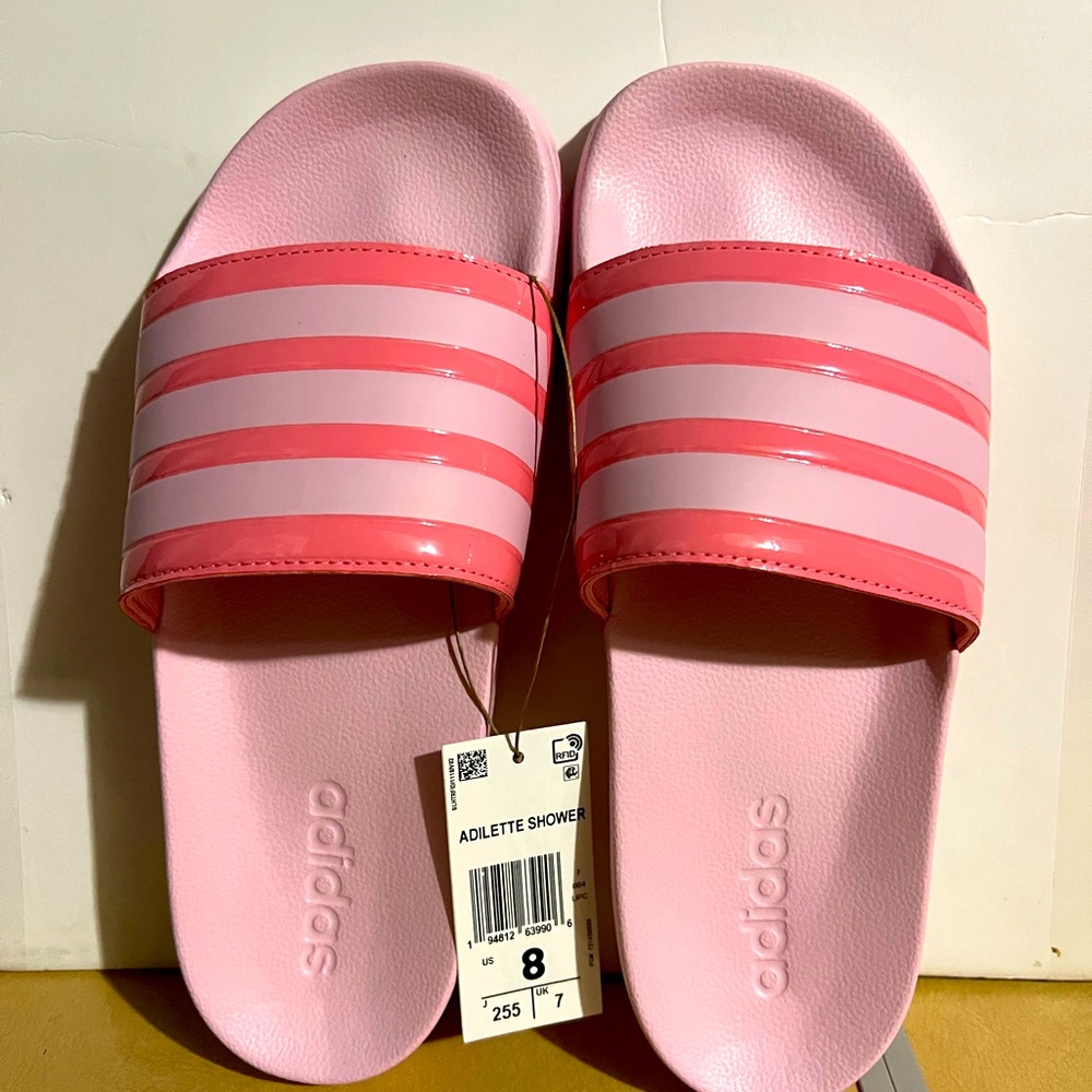 Brand New Adidas Adilette Shower Slides Size 8 Women’s In Light & Dark